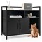 Cat Litter Box Cabinet with Storage Shelves Double Door MDF Metal